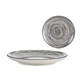 Flat plate Stripes Porcelain Black White 24 x 2,8 x 24 cm by Vessia, Plates and dishes - Ref: S3605166, Price: 2,19 €, Discou...