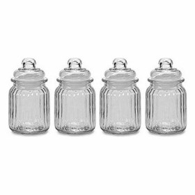 Glass Jar 4 Units Transparent Ø 7,5 x 12,5 cm 300 ml by Vivalto, Food storage - Ref: S3605257, Price: 3,00 €, Discount: %