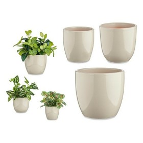 Set of pots Grey Clay (3 Pieces) (22,5 x 18,5 x 22,5 cm) by Ibergarden, Flower Pots - Ref: S3606590, Price: 14,59 €, Discount: %