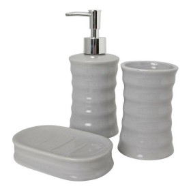 Bath Set 89457 Waves Ceramic Grey Metal (3 pcs) by Berilo, Bathroom Accessory Sets - Ref: S3608907, Price: 6,67 €, Discount: %