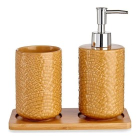 Bath Set Squares Ceramic Bamboo Camel (3 pcs) by Berilo, Bathroom Accessory Sets - Ref: S3608914, Price: 12,87 €, Discount: %