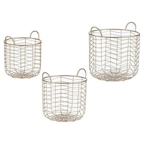 Lot de paniers Doré Métal (3 pcs) de Gift Decor, Boîtes - Réf : S3609028, Prix : 35,53 €, Remise : %