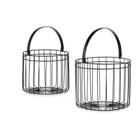 Panier Noir Métal 25 x 35 x 25 cm Cylindrique (2 pcs) de Gift Decor, Boîtes - Réf : S3609564, Prix : 13,38 €, Remise : %