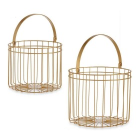 Panier Doré Métal 25 x 35 x 25 cm Cylindrique (2 pcs) de Gift Decor, Boîtes - Réf : S3609569, Prix : 13,98 €, Remise : %