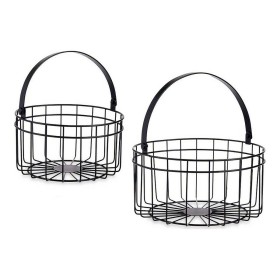 Panier Noir Métal 25 x 27 x 25 cm (2 pcs) de Gift Decor, Boîtes - Réf : S3609583, Prix : 13,53 €, Remise : %