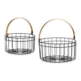 Basket Black Golden Metal 25 x 27 x 25 cm (2 pcs) by Gift Decor, Boxes - Ref: S3609601, Price: 13,53 €, Discount: %