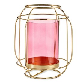 Bougeoir Rose Doré Lanterne Métal verre (19 x 20 x 19 cm) de Gift Decor, Bougeoirs et chandeliers - Réf : S3609629, Prix : 15...