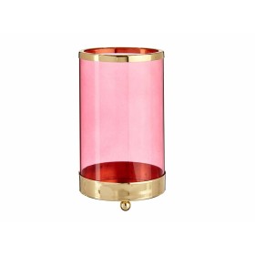 Candleholder Pink Golden Cylinder 9,7 x 16,5 x 9,7 cm Metal Glass by Gift Decor, Candelabras and candle holders - Ref: S36096...