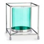 Candleholder Squared Silver Blue 11,5 x 12,6 x 11,5 cm Metal Glass | Tienda24 - Global Online Shop Tienda24.eu