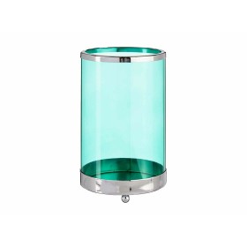 Candleholder Silver Blue Cylinder 12,2 x 19,5 x 12,2 cm Metal Glass by Gift Decor, Candelabras and candle holders - Ref: S360...