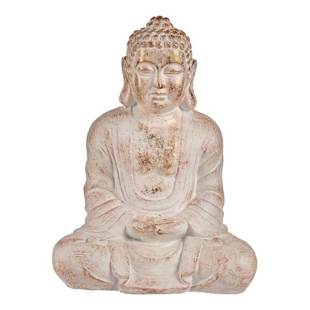 Decorative Garden Figure Buddha White/Gold Polyresin (25 x 57 x 42,5 cm) by Ibergarden, Statues - Ref: S3610556, Price: 56,00...