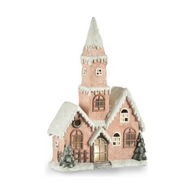 Figura Decorativa Casa Natal Leve LED Cor de Rosa Branco Castanho Verde Magnésio 21 x 77 x 48 cm de Krist+, Natal - Ref: S361...