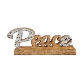 Decorative Figure Peace Glitter 6 x 13 x 31 cm Silver Wood by Krist+, Christmas - Ref: S3611889, Price: 7,87 €, Discount: %