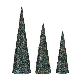 Decorazione Natale Coni Paillettes Azzurro Dorato Plastica di Krist+, Natale - Rif: S3612041, Prezzo: 16,34 €, Sconto: %