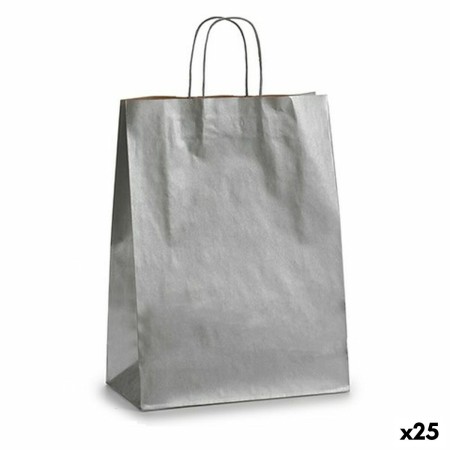 Paper Bag Silver (32 X 12 X 50 cm) (25 Units) by Pincello, Gift boxes and bags - Ref: S3614595, Price: 17,92 €, Discount: %