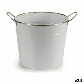 Cache-pot Avec des poignées Argenté Métal Blanc (23 x 19,5 x 30,5 cm) (24 Unités) de Ibergarden, Cache-pots - Réf : S3614693,...