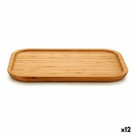 Snack tray Brown Bamboo 18 x 1,5 x 25 cm (12 Units) by Kinvara, Plates and dishes - Ref: S3614864, Price: 47,93 €, Discount: %