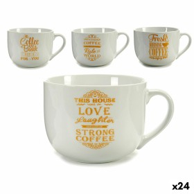 Cup Coffee Porcelain Golden White 500 ml 24 Units by BigBuy Home, Cups - Ref: S3614982, Price: 50,38 €, Discount: %