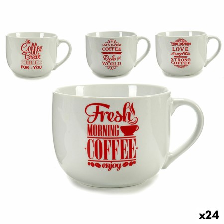 Cup Coffee Porcelain Red White 500 ml 24 Units by BigBuy Home, Cups - Ref: S3614983, Price: 40,72 €, Discount: %