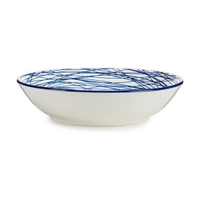 Deep Plate Stripes Porcelain Blue White 6 Units (20 x 4,7 x 20 cm) by Vessia, Plates and dishes - Ref: S3615599, Price: 19,52...