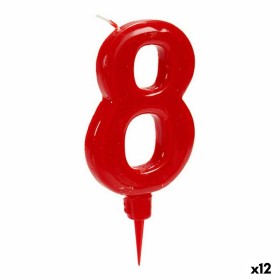 Candle Red Birthday Number 8 (12 Units) by BigBuy Home, Party items - Ref: S3616148, Price: 13,84 €, Discount: %