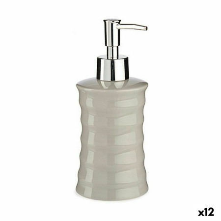 Dispensador de Jabón Ondas Cerámica Gris Metal 12 Unidades (260 ml) | Tienda24 - Global Online Shop Tienda24.eu