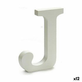 Letter J Wood White (1,8 x 21 x 17 cm) (12 Units) by Pincello, Letters & Numbers - Ref: S3616263, Price: 10,59 €, Discount: %