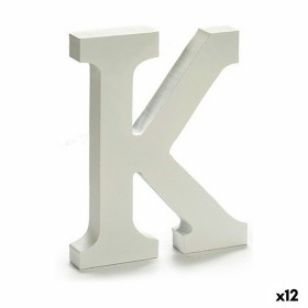 Letter K Wood White (1,8 x 21 x 17 cm) (12 Units) by Pincello, Letters & Numbers - Ref: S3616280, Price: 10,59 €, Discount: %