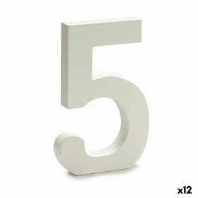 Número 5 Madeira Branco (1,8 x 21 x 17 cm) (12 Unidades) de Pincello, Letras e números para artesanato - Ref: S3616302, Preço...