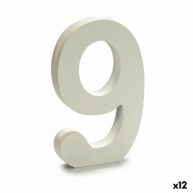 Numéro 9 Bois Blanc (1,8 x 21 x 17 cm) (12 Unités) de Pincello, Lettres et chiffres - Réf : S3616309, Prix : 10,59 €, Remise : %