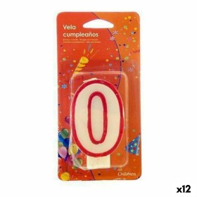 Candle Birthday Number 0 White Red (12 Units) by BigBuy Home, Party items - Ref: S3616626, Price: 2,80 €, Discount: %