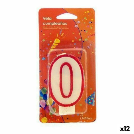 Vela Cumpleaños Número 0 Blanco Rojo (12 Unidades) de BigBuy Home, Artículos para fiestas - Ref: S3616626, Precio: 2,80 €, De...