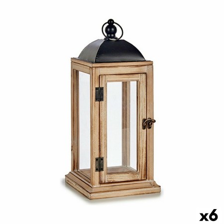 Lanterne Naturel Noir Métal Bois (18 x 43 x 18 cm) (6 Unités) de Gift Decor, Bougeoirs et chandeliers - Réf : S3616935, Prix ...