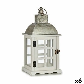 Farol Plateado Metal Madera Blanco (14 x 39,3 x 20 cm) (6 Unidades) de Gift Decor, Candelabros y portavelas - Ref: S3616937, ...