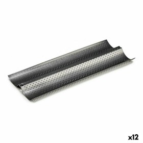 Molde para Baguetes Cinzento escuro Metal Aço com carbono 16 x 2,5 x 38 cm Pão (12 Unidades) de Kinvara, Formas para pão e pl...