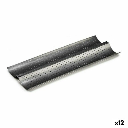 Molde para Baguetes Cinzento escuro Metal Aço com carbono 16 x 2,5 x 38 cm Pão (12 Unidades) | Tienda24 - Global Online Shop Tienda24.eu