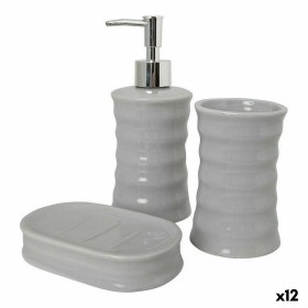 Bath Set Waves Ceramic Grey Metal (12 Units) by Berilo, Bathroom Accessory Sets - Ref: S3617395, Price: 75,52 €, Discount: %