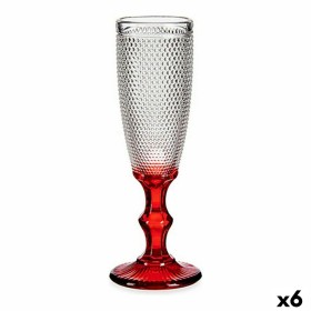 Champagne glass Red Transparent Points Glass 6 Units (180 ml) by Vivalto, Champagne flute - Ref: S3617421, Price: 20,16 €, Di...