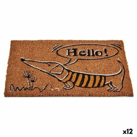 Doormat Dog Natural Black Yellow Coconut Fibre (40 x 1,5 x 60 cm) (12 Units) by Gift Decor, Doormats - Ref: S3617680, Price: ...