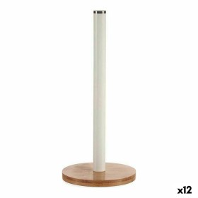 Porta-Rolos de Cozinha Castanho Branco Metal Bambu (15 x 15 x 33,5 cm) (12 Unidades) de Kinvara, Prateleiras e estantes - Ref...