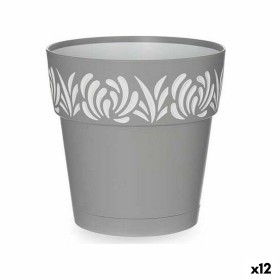 Self-watering flowerpot Stefanplast Gaia Grey 15 x 15 x 15 cm White Plastic (12 Units) by Stefanplast, Flower Pots - Ref: S36...