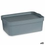 Boîte de rangement avec couvercle Gris Plastique 6 L (21,5 x 11 x 32 cm) (12 Unités) de Kipit, Boîtes et coffres de rangement...