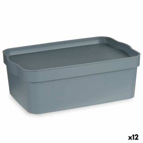 Storage Box with Lid Grey Plastic 6 L (21,5 x 11 x 32 cm) (12 Units) by Kipit, Storage boxes and chests - Ref: S3618545, Pric...