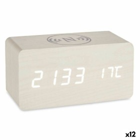 Table-top Digital Clock White PVC MDF Wood (15 x 7,5 x 7 cm) (12 Units) by Gift Decor, Desk & Shelf Clocks - Ref: S3619080, P...