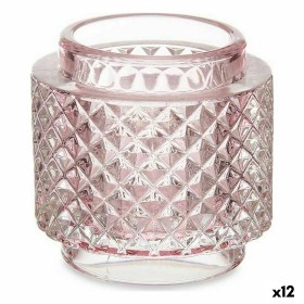 Candleholder Pink Glass (9 x 8,8 x 9 cm) (12 Units) by Gift Decor, Candelabras and candle holders - Ref: S3619169, Price: 52,...