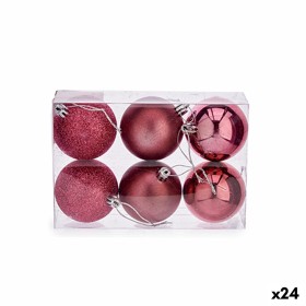 Conjunto de bolas de Natal Cor de Rosa PVC Ø 8 cm (24 Unidades) de Krist+, Natal - Ref: S3620394, Preço: 59,00 €, Desconto: %