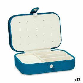 Scatola-Portagioie Azzurro Velluto (16,2 x 6 x 11,5 cm) (12 Unità) di Gift Decor, Portagioielli da armadio - Rif: S3620925, P...