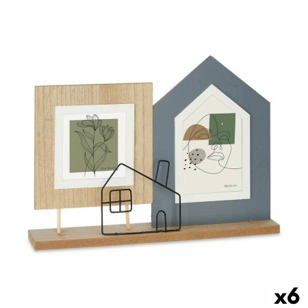 Fotorahmen 2 fotos Haus Schwarz Braun Holz MDF (36 x 26 x 6 cm) (6 Stück) von Gift Decor, Wand- und Tischrahmen - Ref: S36209...