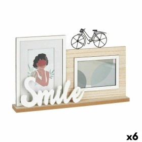 Cadre photo Smile 2 photos Noir Marron Bois MDF (6 Unités) (40 x 27 x 6 cm) de Gift Decor, Cadres muraux et de table - Réf : ...