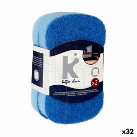 Lot de tampons à récurer Bleu 7 x 12,3 x 2,5 cm (32 Unités) de BigBuy Home, Éponges et tampons à récurer - Réf : S3620995, Pr...